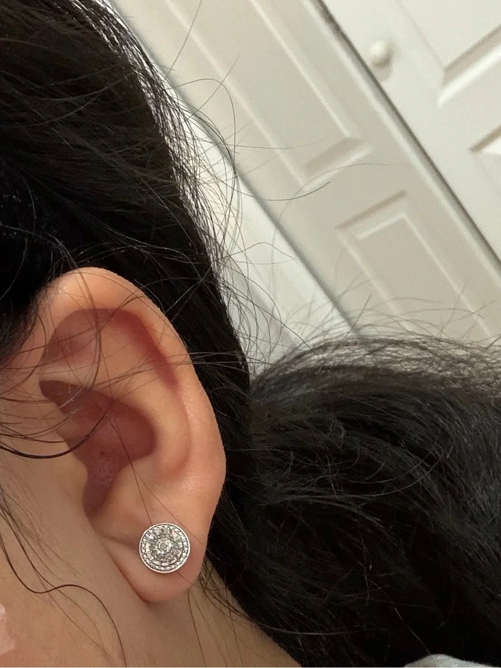 Macys real diamond Sterling Silver Round Pave Stud Earrings - Silver